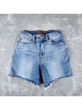 Judy Blue High Waist Shorts Medium Cut Off Raw Hem Frayed Summer Festival Travel